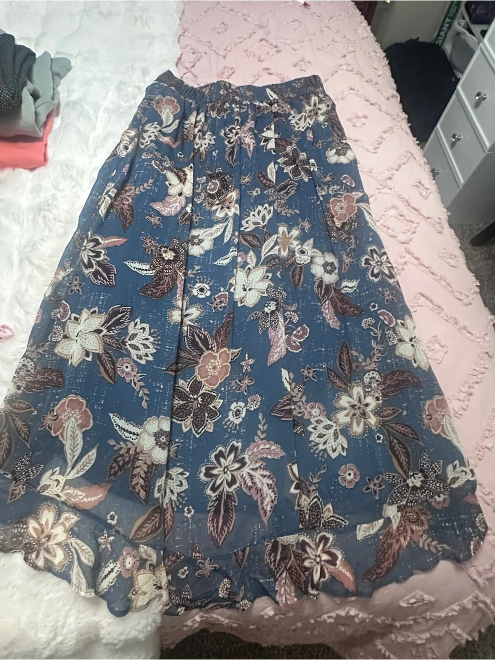 Maurices Blue Floral Wrap Maxi Skirt with Ruffle Hem - Picture 6 of 6